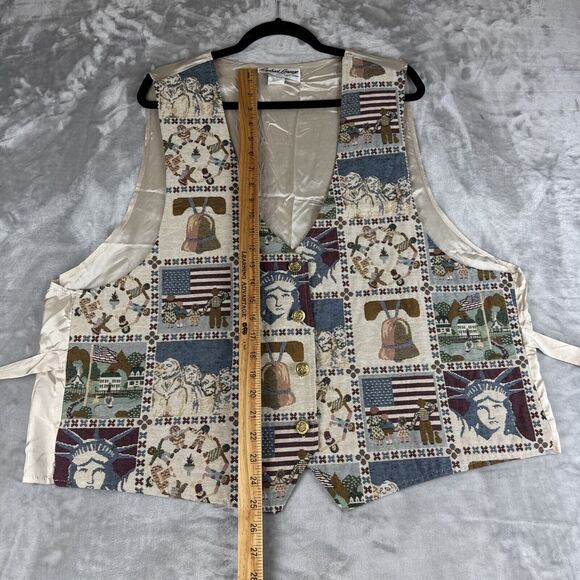 Raphael Lorenzo Tapestry Vest Womens 3X Tan America Liberty Bell Rushmore (1157) - Picture 9 of 9